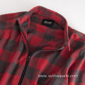 Men's Red Check Zip Long Sleeve Winter Shirt